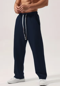 Pantalones Deportivos de Algodón Azul Marino para Hombre Hardihood International, Cintura Elástica con Cordón, Bolsillos Laterales Casuales, Tejido de Peso Medio para Otoño - Product Image 5
