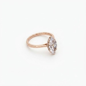 Anillo de compromiso de diamante de laboratorio marquise con claridad DEF Color VS VVS, oro macizo de 9K, 10K, 14K, 18K, certificado IGI, con halo oculto, solitario - Product Image 4