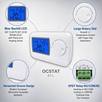 Termostato Digital Programable de 6 Periodos con Dial Giratorio, Alimentado por Batería, Controlador de Calefacción y Refrigeración para Sistemas HVAC de Hoteles