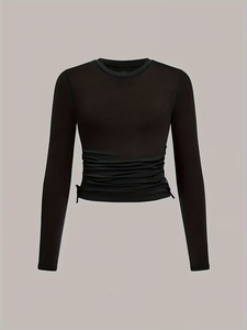 Camiseta Casual 2026 con Logotipo para Mujer, de Poliéster, Manga Larga, Cuello Redondo, Tejido Transpirable, Suave, Antiarrugas y Ecológica - Product Image 2