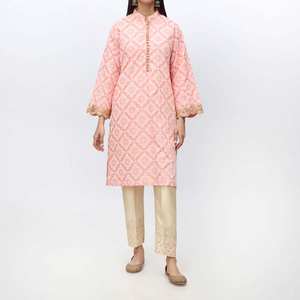 Embroidered & Puff-Printed Cambric <b>Shirt</b> PS4011 1PC Club Dress - Product Image 3