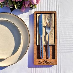 Portacubiertos de madera, perfecto para mesas de comedor, restaurantes, cafeterías, hoteles, eventos y fiestas, cubiertos para el hogar y la cocina. - Product Image 3