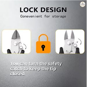 4.6 inch Carbon Steel Micro Cutter Flush Wire Cutters with Lock Flush Diagonal <b>Cutting</b> Pliers Cut Jewelers <b>Tools</b> for Electronic - Product Image 4