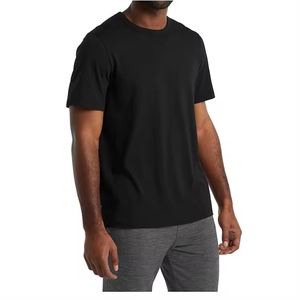 T-shirt en coton 100 % pour homme, noir uni, style streetwear, décontracté, motif tricoté, type lettre, vente en gros - Product Image 1