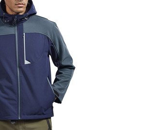 Sleek Lightweight Knitted Eco-Friendly Navy Gray Windbreaker Hoodie <b>Jacket</b> for Men Waterproof Breathable Zipper Closure Active - Product Image 2
