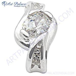Componente de Joyería Art Palace: Anillo Ovalado Plateado con Circonita Cúbica - Product Image 1