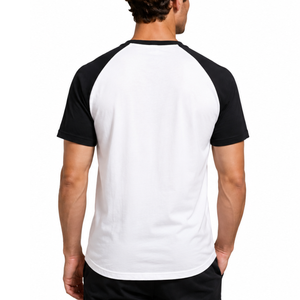 Classic Mens Raglan T Shirt Short Sleeve Crew Neck Black <b>White</b> Baseball <b>Tee</b> Two Tone Blank - premium design - Product Image 4