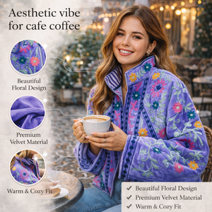 Chaqueta Bomber de Terciopelo Bordada a Mano Personalizada para Mujer, Diseño Floral Suzani, Cuello Alto, Ropa de Boutique - Product Image 5