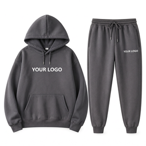Ensemble de survêtement deux pièces pour homme, imprimé floral, en polyester tricoté, avec sweat à capuche et pantalon de jogging, tenue décontractée automne-hiver, vente en gros - Product Image 2