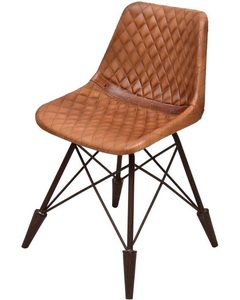Midcentury Modern Design <b>Bar</b> Cafe Chair with <b>Leather</b> Seat Durable Metal Base Wood Frame Commercial Furniture Home <b>Bar</b> <b>Stool</b> - Product Image 3