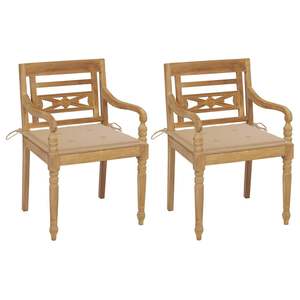 Set di 2 sedie da giardino in legno massello di teak, colore beige standard, resistenti - Product Image 1