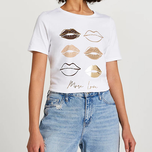 Camiseta Casual para Mujer, Moderna, Holgada, Fabricada en Fábrica, Camiseta Informal para el Día a Día, Holgada, Moderna, de Manga Corta, Top de Moda - Product Image 5