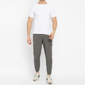 Pantalones de lona casuales de peso medio para hombre, personalizados al por mayor, con logo impreso, tipo cargo, con cordón de ajuste, teñido con hilo, ecológicos - Product Image 6