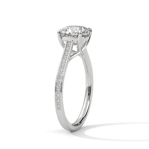 Bague en Moissanite au Design Unique avec Coupe Coussin pour Femme, Or Blanc 14 carats, Bijou Fin de Fiançailles, Cadeau au Meilleur Prix - Product Image 2