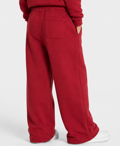 Pantalon de jogging décontracté surdimensionné respirant en molleton premium pour garçon, coupe large, avec détails contrastants cerise personnalisés - Product Image 2