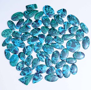 Cabochon ovale en chrysocolle et malachite naturelle de qualité supérieure, mélange de quartz, tailles personnalisables, sans embellissement, effet de couleur changeant - Product Image 5