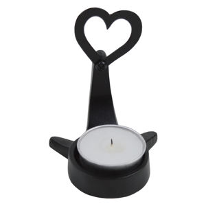 Porte-bougie en forme de cœur au design moderne avec finition noire, décoration d'intérieur, décoration festive, porte-bougie en métal aluminium - Product Image 3