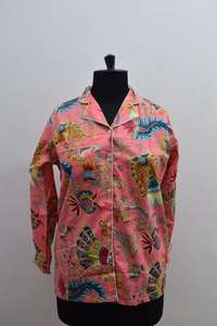 Pijama de algodón para mujer, camisón de verano para la playa, camisón de algodón suave estampado, camisón con botones, camisa de pijama estampada - Product Image 2