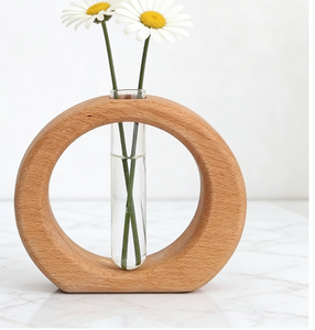 Vase en bois massif Art Déco fait main, écologique, diamètre 4-6 pouces, décoration maison et bureau, présentation sur table, vente en gros - Product Image 3