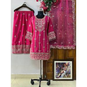 Belle fête porter haut-bas et Dupatta ensemble taille XL look élégant - Product Image 1