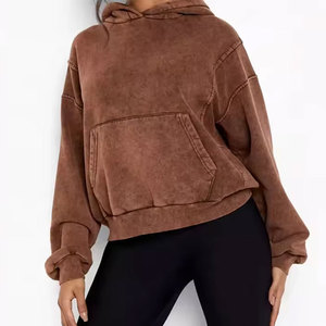 Women Cotton Blend <b>Acid</b> Wash Oversized Pullover Hoodie Solid Color <b>Drop</b> Shoulder Full Sleeve Fashion Streetwear <b>Acid</b> Wash Hoodie - Product Image 5