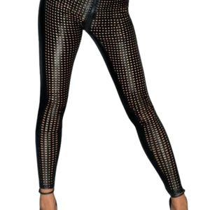 Women's Black <b>Mesh</b> High Waist Full Length <b>Leggings</b> Stretchy Skinny Geometric Pattern Sexy Style All Seasons Wear - Product Image 1