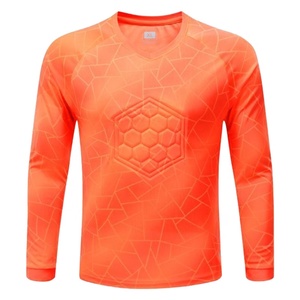 Camiseta de Fútbol de Manga Larga para Hombre, Estampado Geométrico Naranja, Cuello en V, Absorbe la Humedad, Poliéster, Top de Entrenamiento de Fútbol - Product Image 1