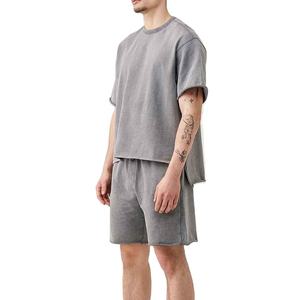 Ensemble deux pièces personnalisé pour homme : T-shirt et short en fibre de bambou 100% de haute qualité, style streetwear, coupe ample, délavé à l'acide, idéal pour l'été - Product Image 6