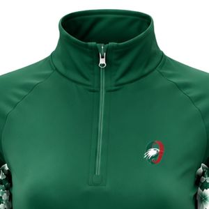 Pull-over de sport pour femme vert émeraude personnalisé par le fabricant, avec quart de zip, panneau floral sur la manche, manches longues, pour l'équitation - Product Image 5