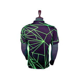 Camiseta de Rugby Sublimada de Manga Corta para Hombre, Estampado Geométrico, Absorbe la Humedad, Cuello en V Ajustado, Protección UV, Poliéster para Todas las Estaciones - Product Image 5