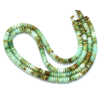 Perle plate en turquoise africaine, teinte, de forme rondelette | Perles naturelles vertes, bleues et brunes ombrées | Perles rondes lisses | Fournitures pour la fabrication de bijoux