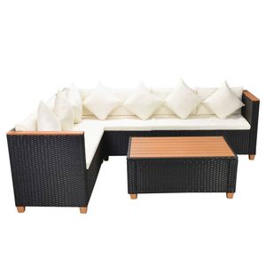 Ensemble de 4 meubles de patio blanc crème, ensemble de salle à manger élégant pour l'extérieur noir et blanc - Product Image 4