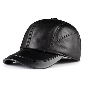 Casquettes de baseball en cuir véritable sur mesure, de haute qualité, nouveau design, noires, pour hommes et femmes - Product Image 1