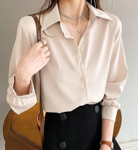 Camisa de Mujer con Botones, Color Sólido, Cuello Clásico, Manga Larga, Blusa de Oficina Clásica, Corte Regular, para Todas las Temporadas - Product Image 1