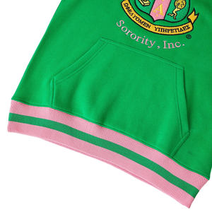 AKA Pink Prep เสื้อฮู้ดสำหรับทุกเพศ สีเขียว สีชมพู เสื้อสเวตเชิ้ตมีฮู้ดผ้าฟลีซพรีเมียม เสื้อคลุมกีฬาลำลอง - Product Image 5