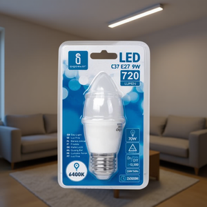 หลอดไฟ LED C37 E27 9W 720 ลูเมน 6400K สีขาวนวล อายุการใช้งาน 25000 ชม. - Product Image 3