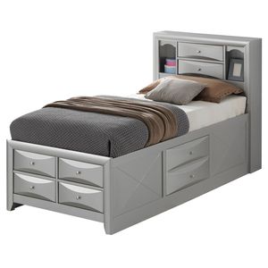 Elegante Cama Doble Plateada con Espacio de Almacenamiento - Product Image 1