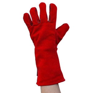 Guantes de Soldadura Rojos de Piel de Vacuno, Resistentes a la Abrasión, Suaves y Cómodos, Protección para las Manos, Guantes de Construcción - Product Image 4