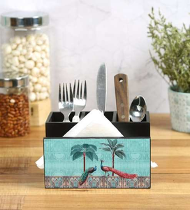 Porta Cubiertos de Madera Decorativo de Primera Calidad, Caja de Almacenamiento Hecha a Mano para Accesorios de Mesa de Comedor - Product Image 3