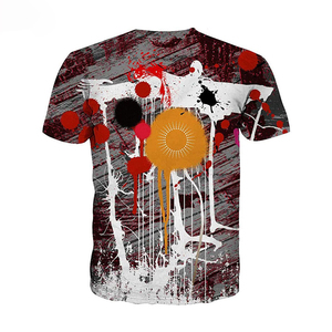 Camiseta de Manga Corta con Estampado de Arte Abstracto para Hombre, Cuello Redondo, Corte Regular, Informal, de Poliéster Tejido - Product Image 2