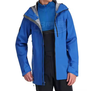 Chaqueta Impermeable y Cortavientos de Invierno para Hombre, Corte Ajustado, con Cierre de Cremallera, Cuello Alto, Diseño con Letras, Color Sólido, Tallas Grandes - Product Image 1
