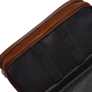 Trend Brown Microfiber Leather Travel Toiletry Bag with Zipper Closure and Mesh Interior for Men's Grooming Essentials - Product Image 5