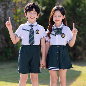 Uniforme d'été pour enfants de maternelle, école primaire et collège, blanc, polyester/coton, unisexe, fabriqué par DHL - Product Image 1