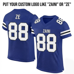 Camiseta de Fútbol Americano para Mujer, 250 GSM, Malla de Poliéster Transpirable, Diseño de Paneles Azul Rey y Blanco, Logotipo Personalizado, Uniforme de Equipo - Product Image 1