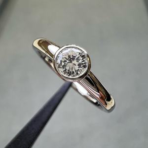 Unique Moissanite 1CT Round Cut Diamond Bezel Set <b>Ring</b> original 925 Silver for Engagement Party Jewelry For Girlfriends - Product Image 2