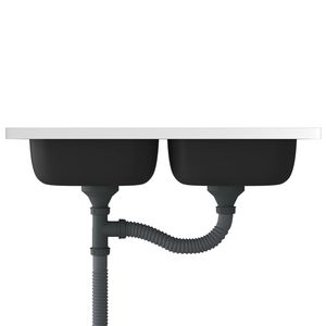 Évier de cuisine en acier inoxydable argenté avec deux bacs 31,5''x19,7''x6,1'' - Product Image 5