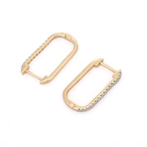 14K Gold Designer Diamond Clip Hoop Earrings - Product Image 2