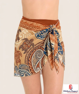 Wholesale Custom Short Sarong Pareo <b>Beach</b> Cover Up Resort Wear Swim Cover Up OEM ODM Fabric Products Manufacturer - Product Image 2