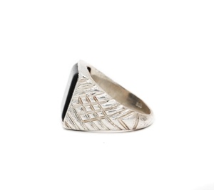 Wholesale 925 Sterling Silver Square Natural Black <b>Onyx</b> Gemstone <b>Signet</b> <b>Ring</b> Textured Bold Men's Statement Fine Handmade Jewelry - Product Image 6