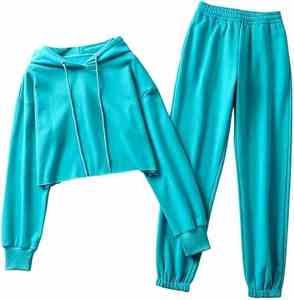 Conjunto Deportivo de Dos Piezas para Mujer, con Capucha, de Forro Polar Cálido, para Otoño, 100% Algodón Ecológico, Venta al Por Mayor - Product Image 2